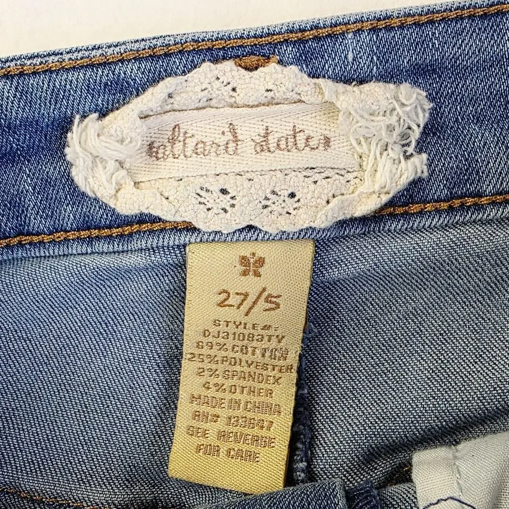 Altard State Lace Shorts 27 5 Blue Distressed Boho Cottage Festival Coquette